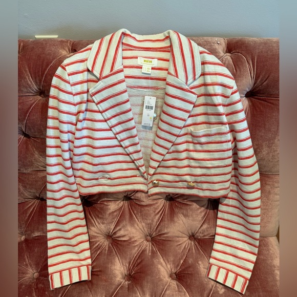 Anthro Maeve Striped Crop Jacket NWT - Picture 8 of 9